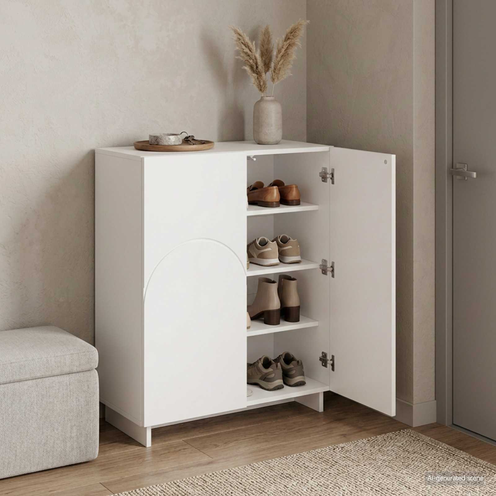 Scarpiera 73 x 38 x 87,5 cm Legno ingegnerizzato Bianco Lucido