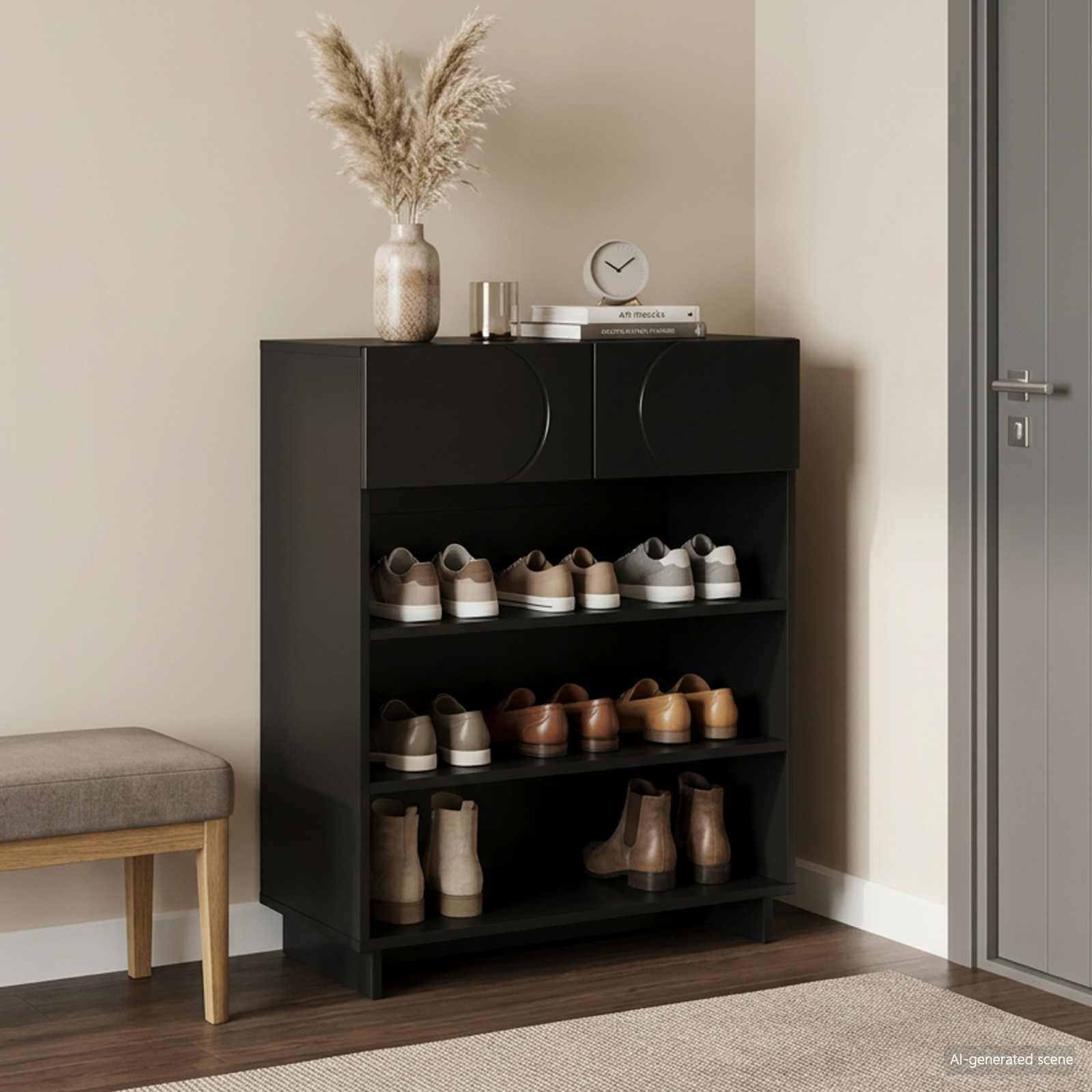 Scarpiera 73 x 38 x 87,5 cm Legno ingegnerizzato Nero