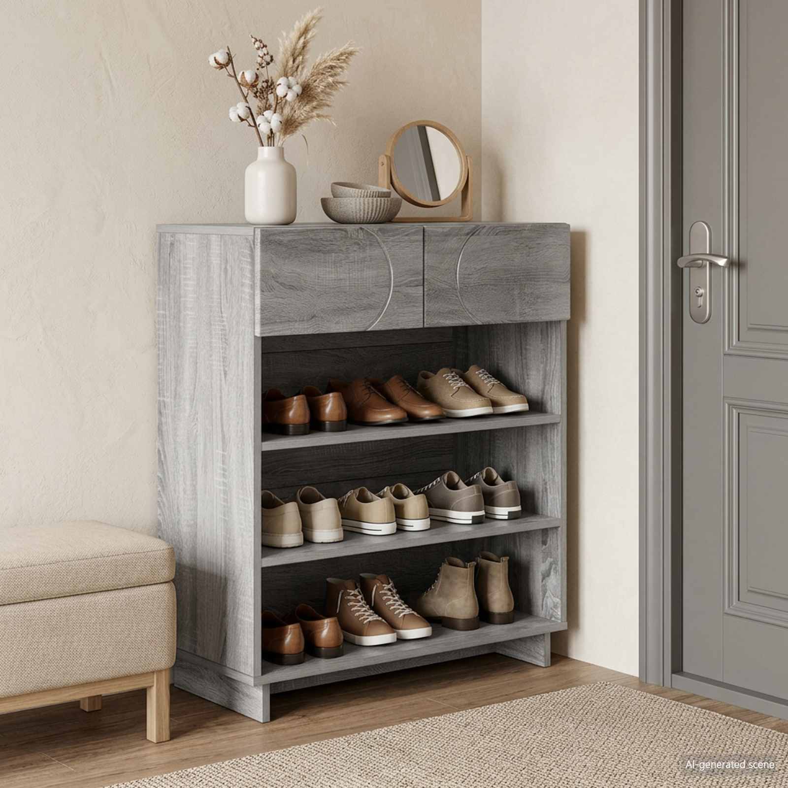 Scarpiera 73 x 38 x 87,5 cm Legno ingegnerizzato Sonoma grigio