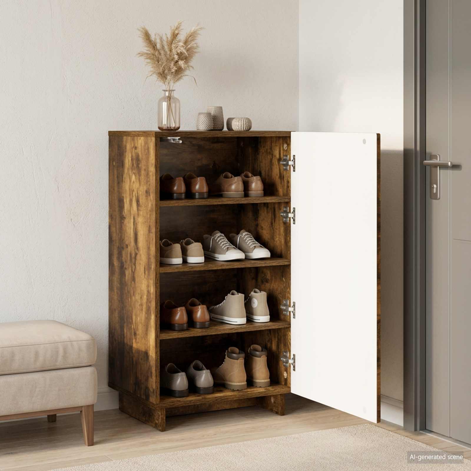 Scarpiera 48 x 38 x 87,5 cm Legno multistrato Rovere Fumo
