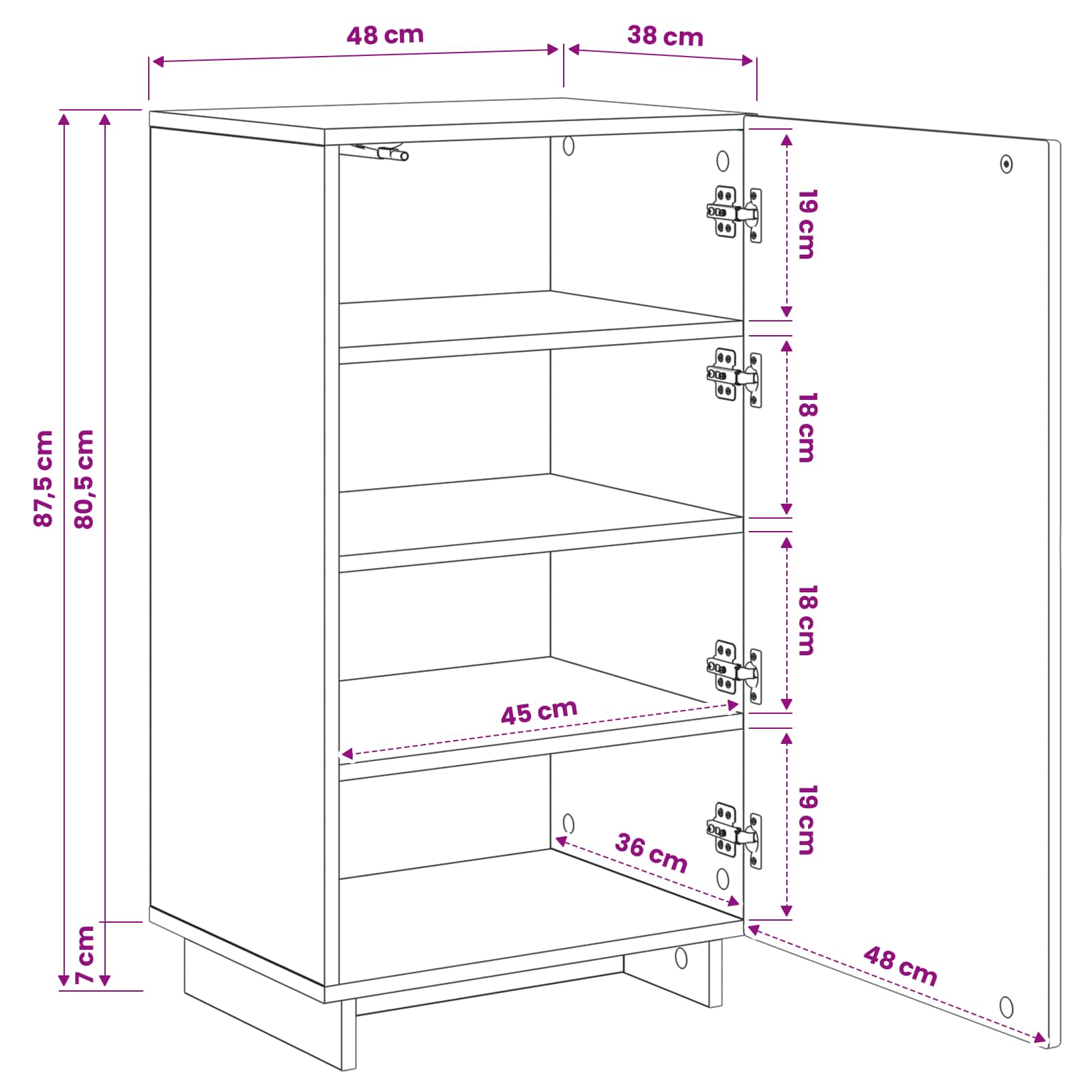 Scarpiera 48 x 38 x 87,5 cm Legno multistrato