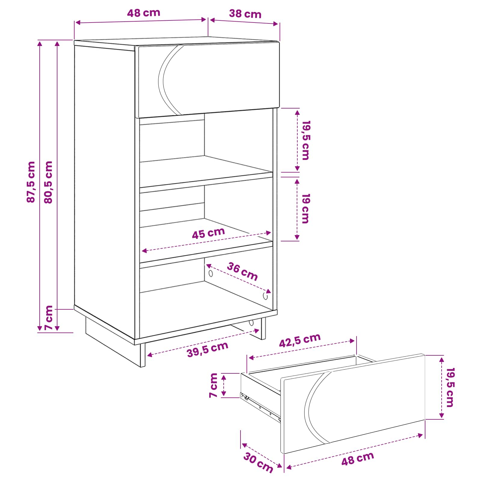 Scarpiera 48 x 38 x 87,5 cm Legno ingegnerizzato Grigio Cemento