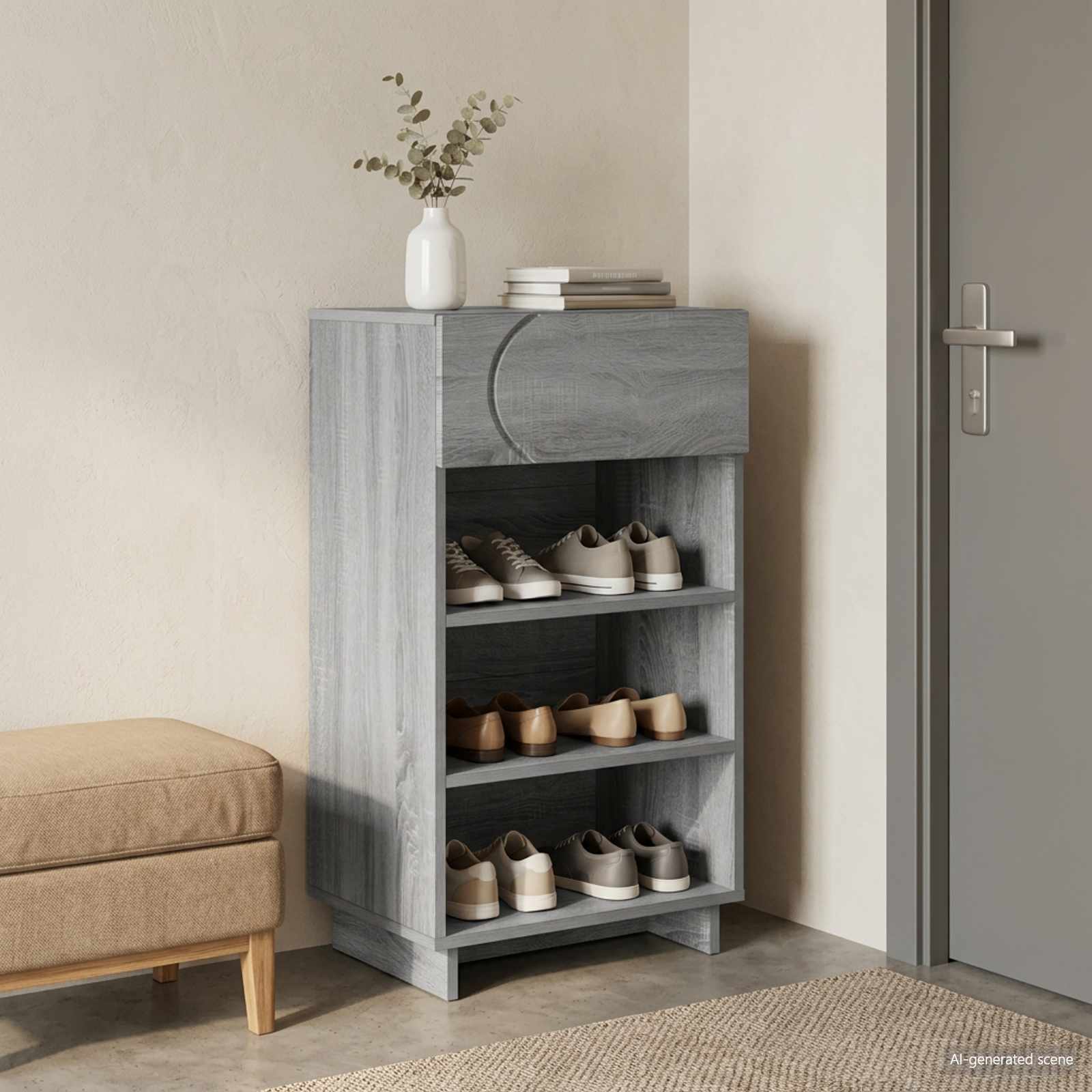 Scarpiera 48 x 38 x 87,5 cm Legno ingegnerizzato Sonoma grigio