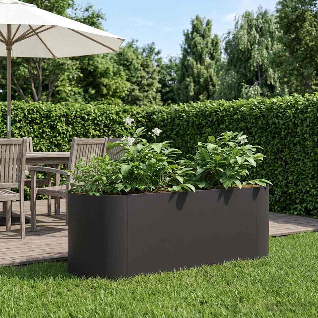 Letto rialzato da giardino Nero 120 x 40 x 40 cm Acciaio