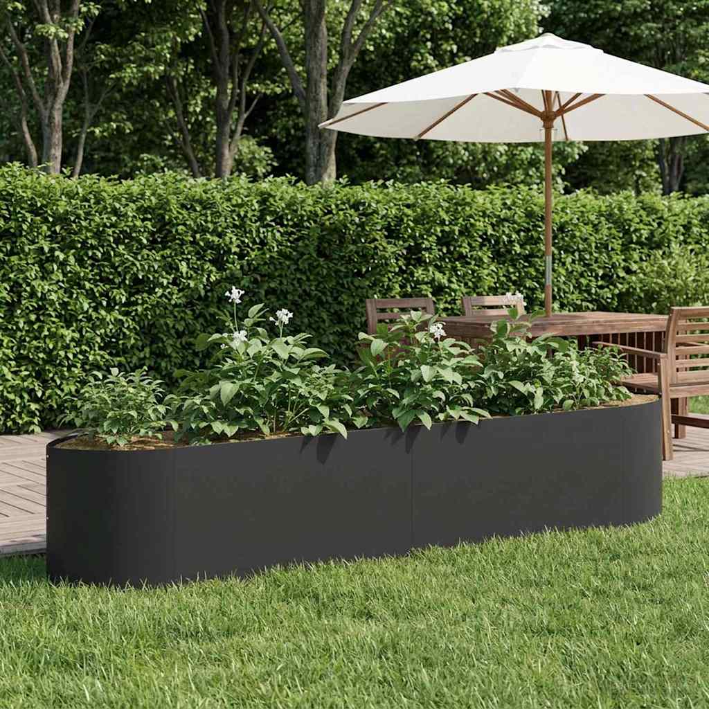 Letto rialzato da giardino Nero 220 x 40 x 40 cm Acciaio