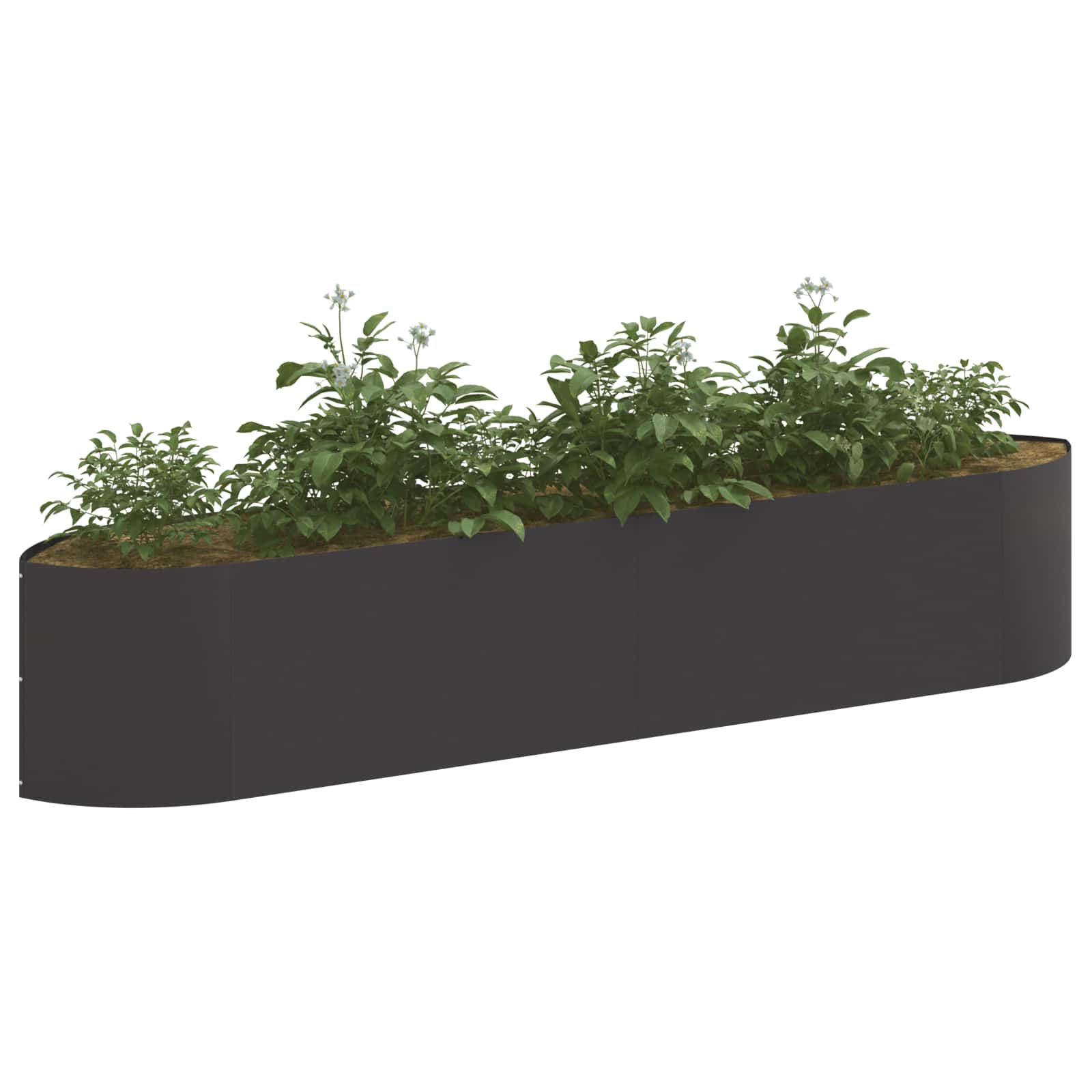 Letto rialzato da giardino Nero 220 x 40 x 40 cm Acciaio