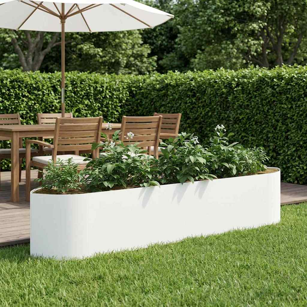 Letto rialzato da giardino Bianco 220 x 40 x 40 cm Acciaio