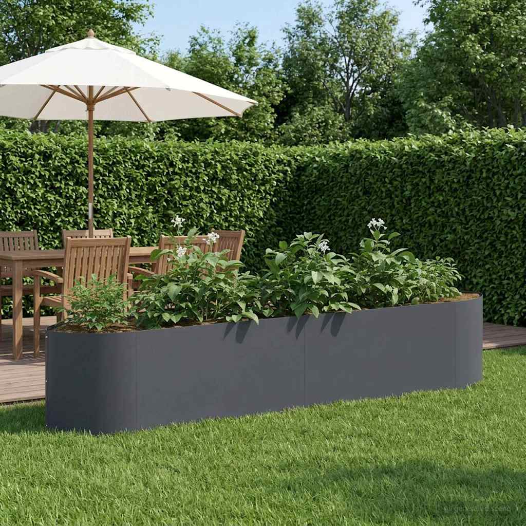Letto rialzato da giardino Antracite 220 x 40 x 40 cm Acciaio