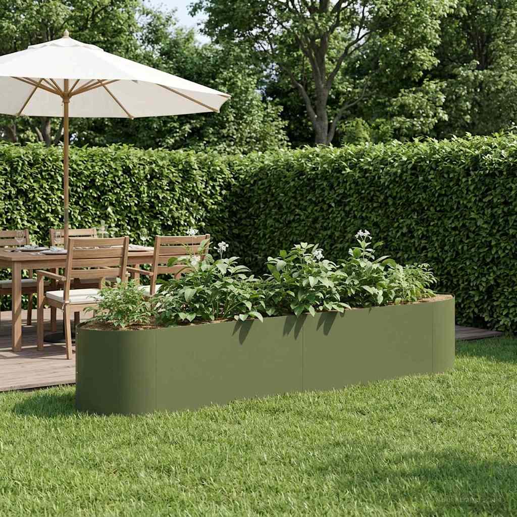 Letto rialzato da giardino Verde Oliva 220 x 40 x 40 cm Acciaio