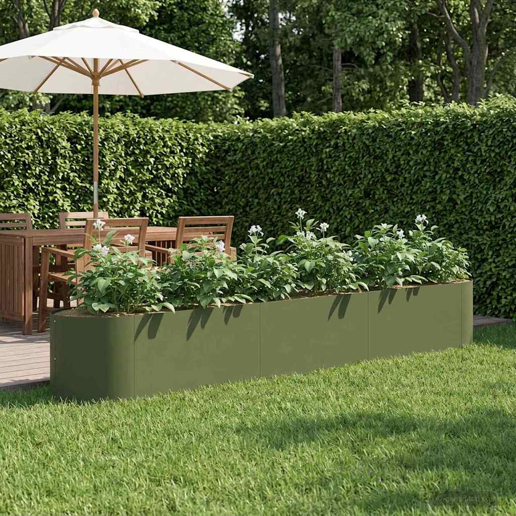 Letto rialzato da giardino Verde Oliva 300 x 40 x 40 cm Acciaio