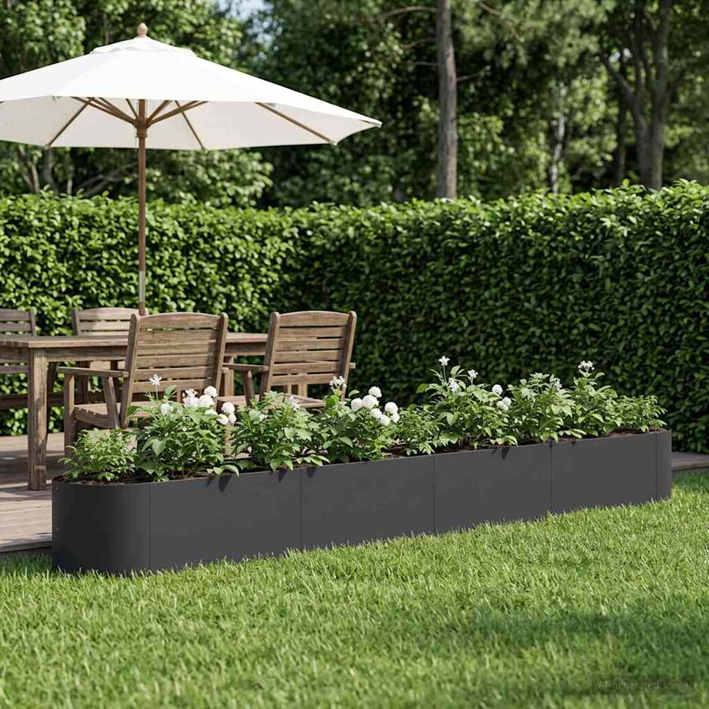 Letto rialzato da giardino Nero 380 x 40 x 40 cm Acciaio