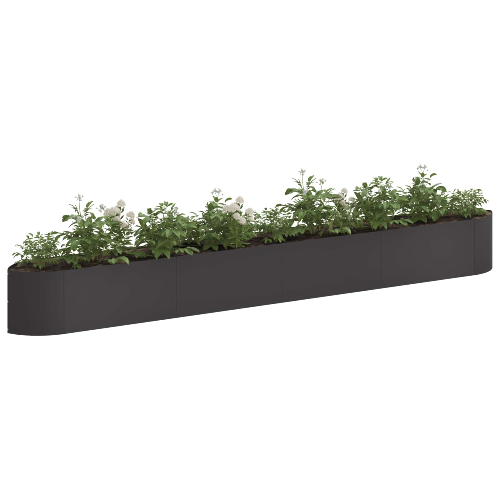 Letto rialzato da giardino Nero 380 x 40 x 40 cm Acciaio