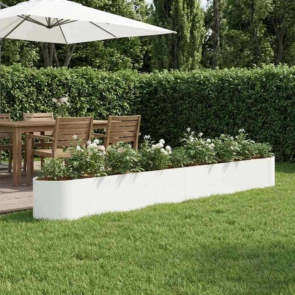 Letto rialzato da giardino Bianco 380 x 40 x 40 cm Acciaio