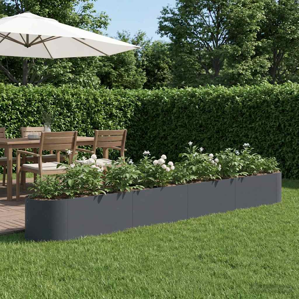 Letto rialzato da giardino Antracite 380 x 40 x 40 cm Acciaio