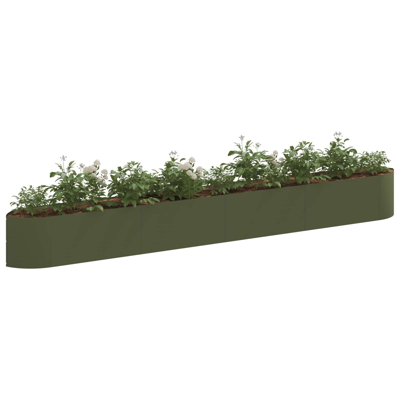 Letto rialzato da giardino Verde Oliva 380 x 40 x 40 cm Acciaio
