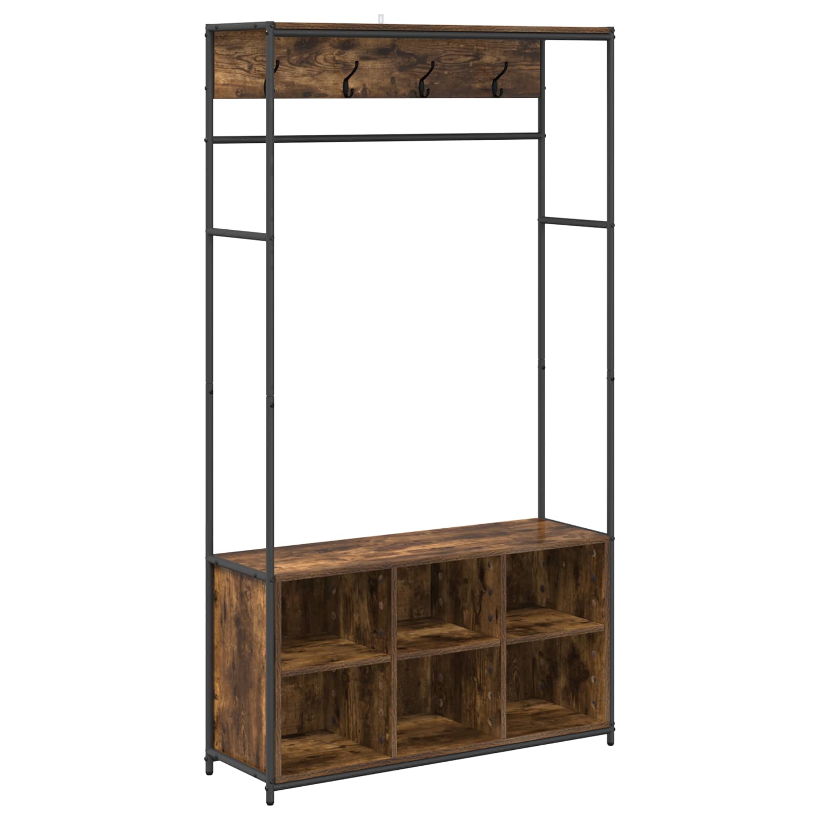 Appendiabiti con panca per scarpe Rovere Fumo