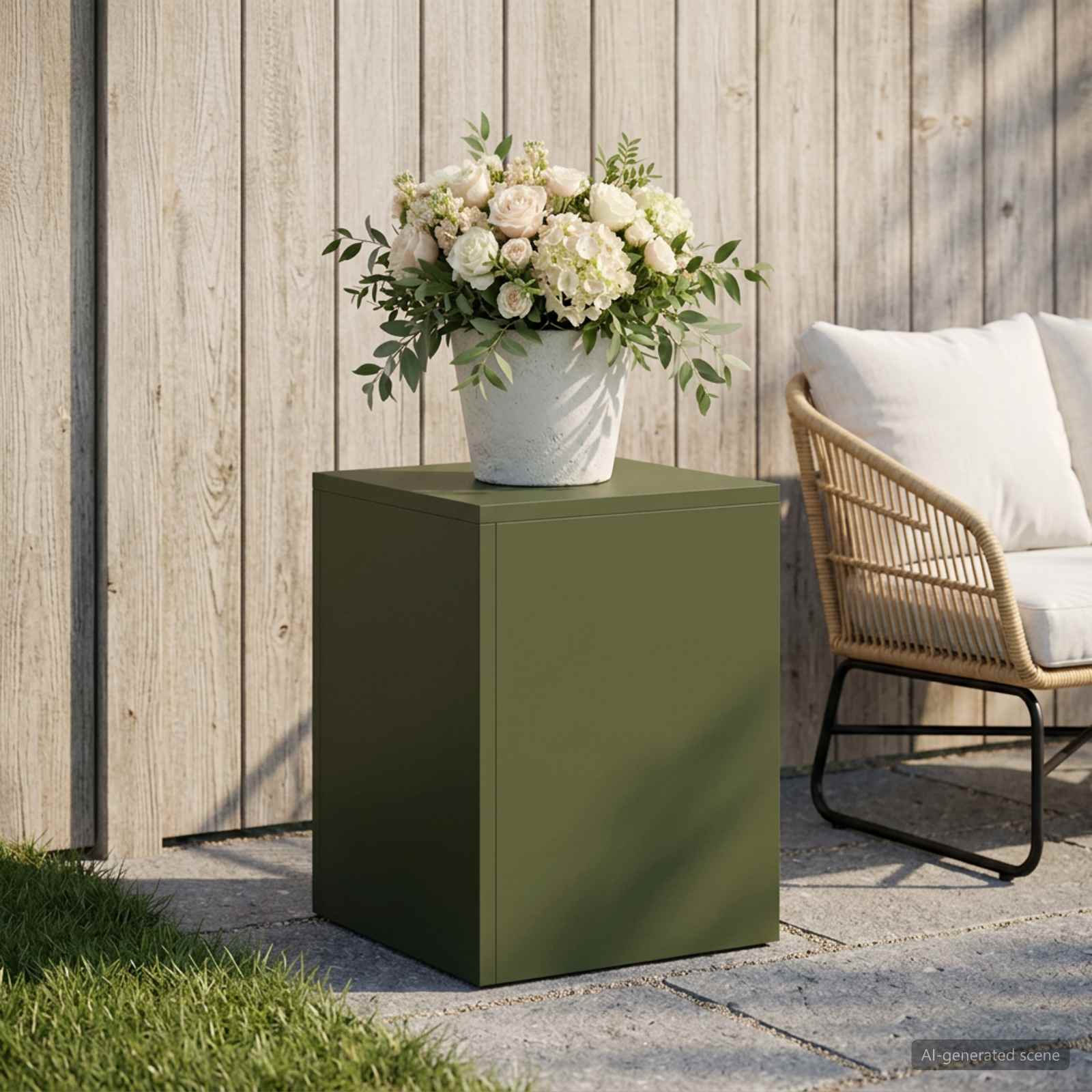 Supporto per piante Verde Oliva 30 x 30 x 40 cm Acciaio Corten