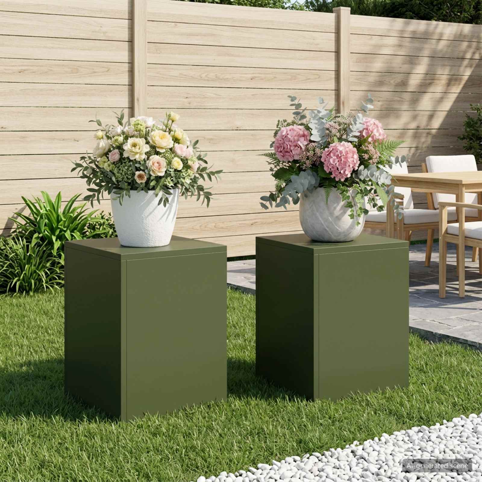 Supporto per piante 2 pcs Verde Oliva 30 x 30 x 40 cm Acciaio