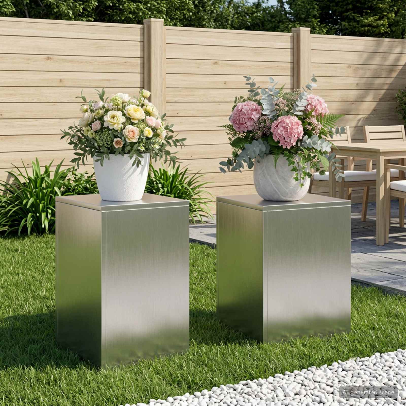 Supporto per piante 2 pcs Argento 30 x 30 x 40 cm Acciaio