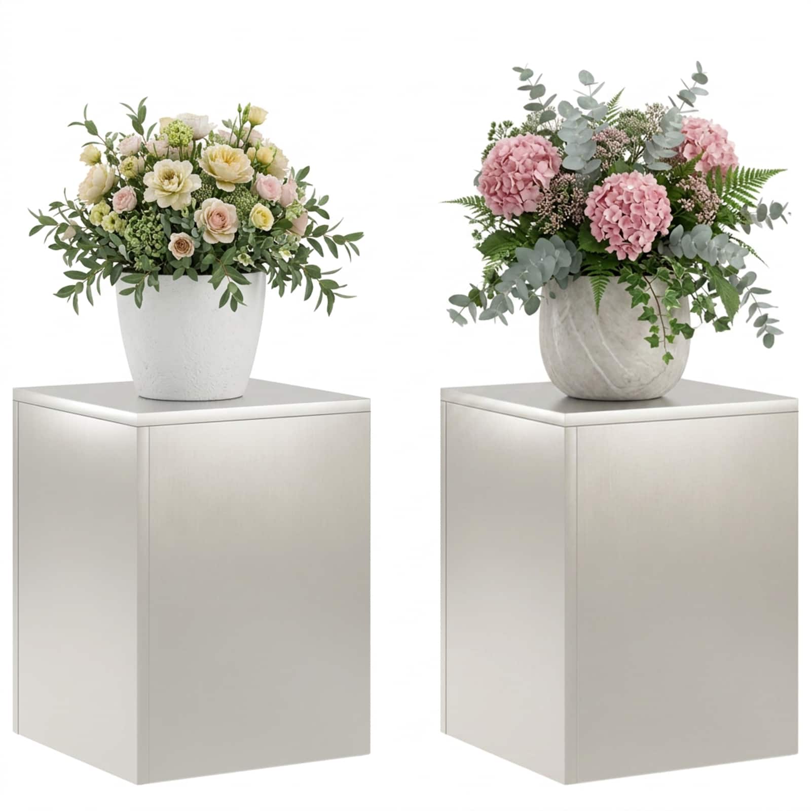 Supporto per piante 2 pcs Argento 30 x 30 x 40 cm Acciaio