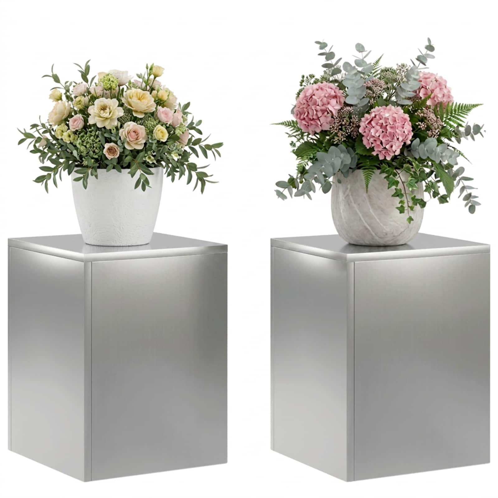 Supporto per piante 2 pcs Argento 30 x 30 x 40 cm Acciaio Inox