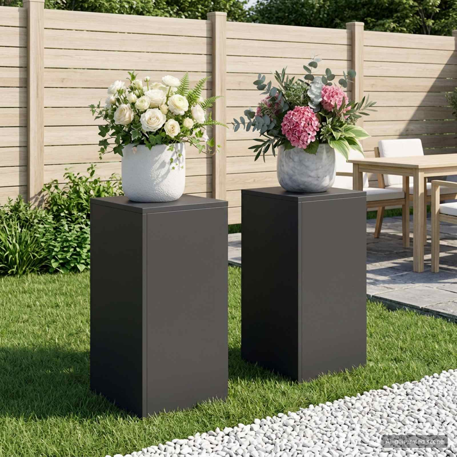Supporto per piante 2 pcs Nero 30 x 30 x 60 cm Acciaio