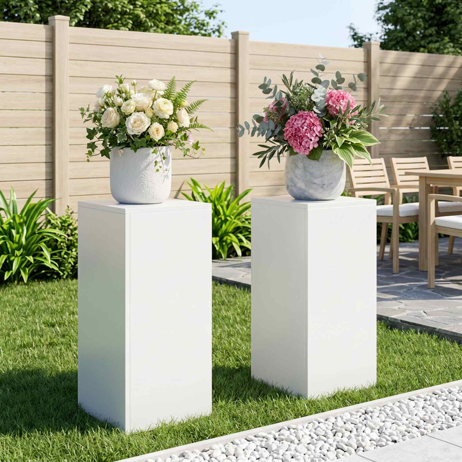 Supporto per piante 2 pcs Bianco 30 x 30 x 60 cm Acciaio