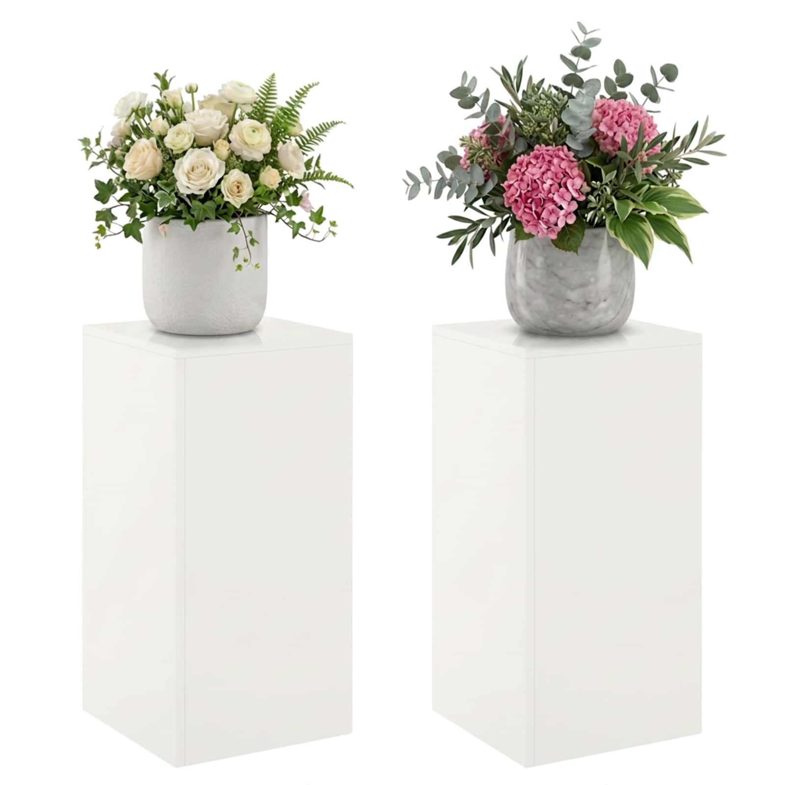 Supporto per piante 2 pcs Bianco 30 x 30 x 60 cm Acciaio