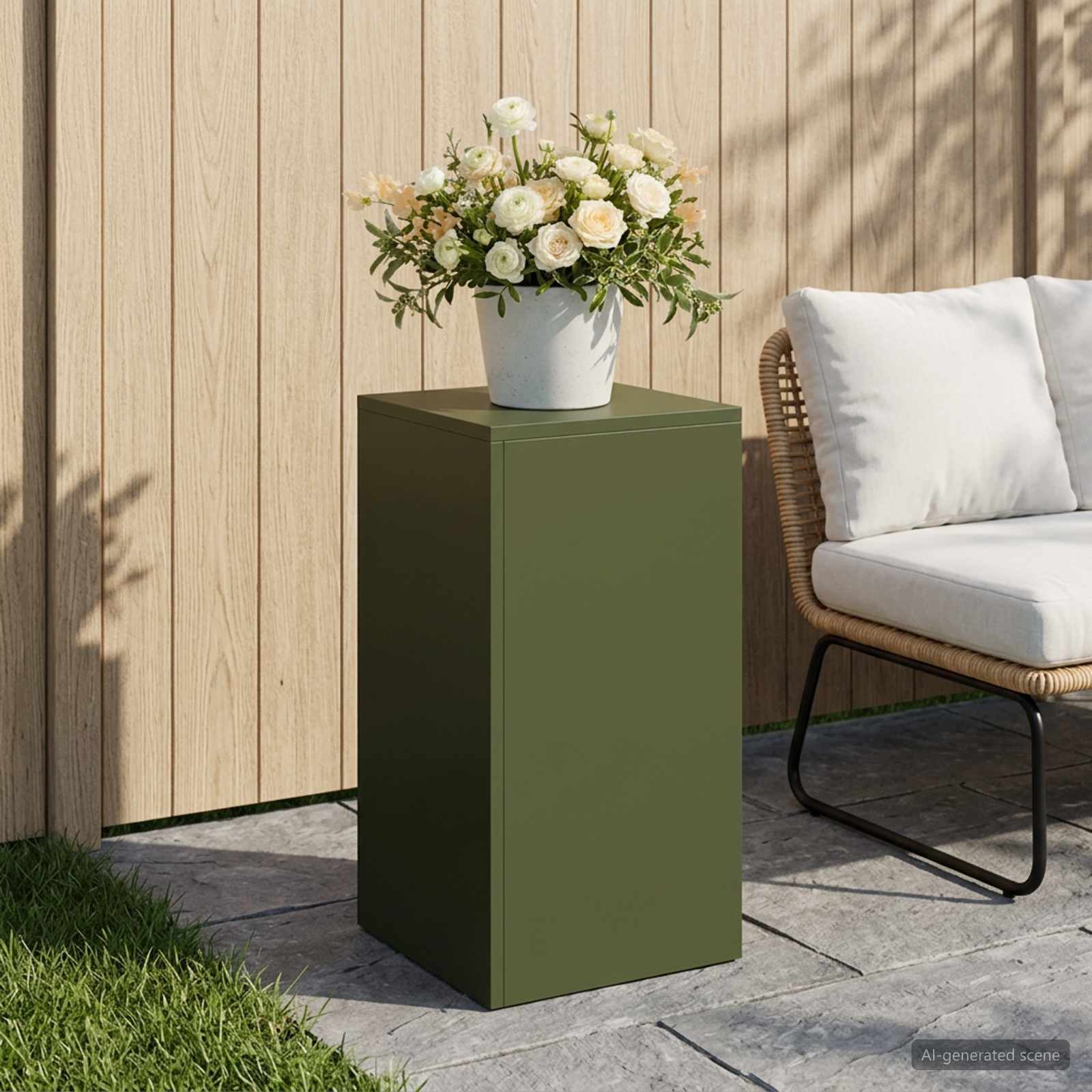 Supporto per piante Verde Oliva 30 x 30 x 60 cm Acciaio Corten
