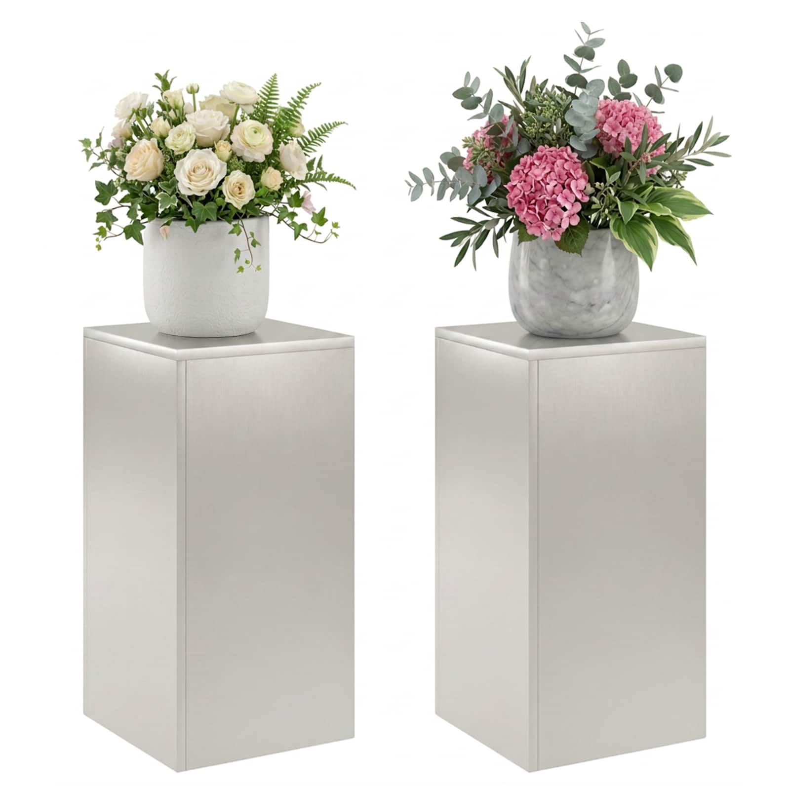 Supporto per piante 2 pcs Argento 30 x 30 x 60 cm Acciaio