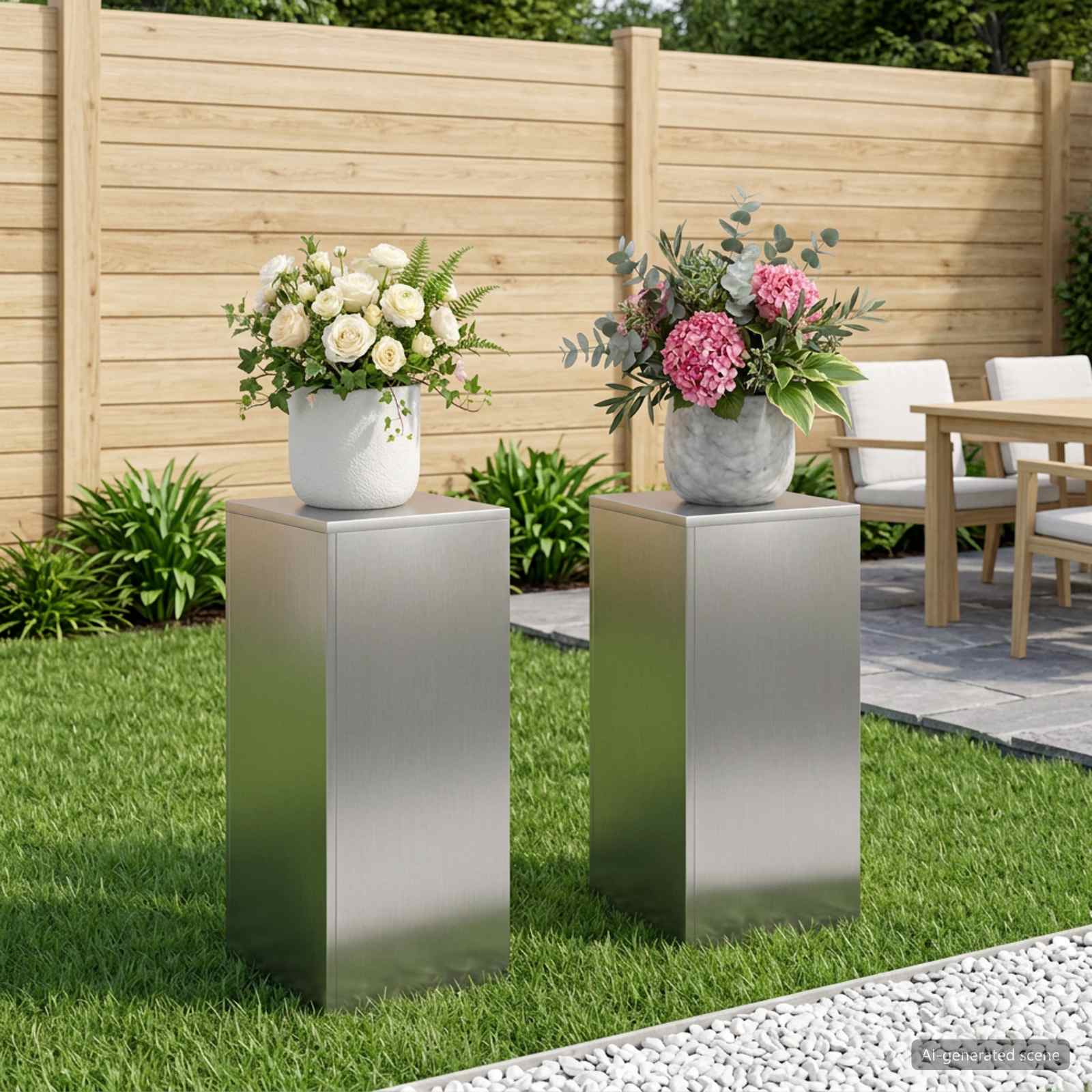 Supporto per piante 2 pcs Argento 30 x 30 x 60 cm Acciaio Inox