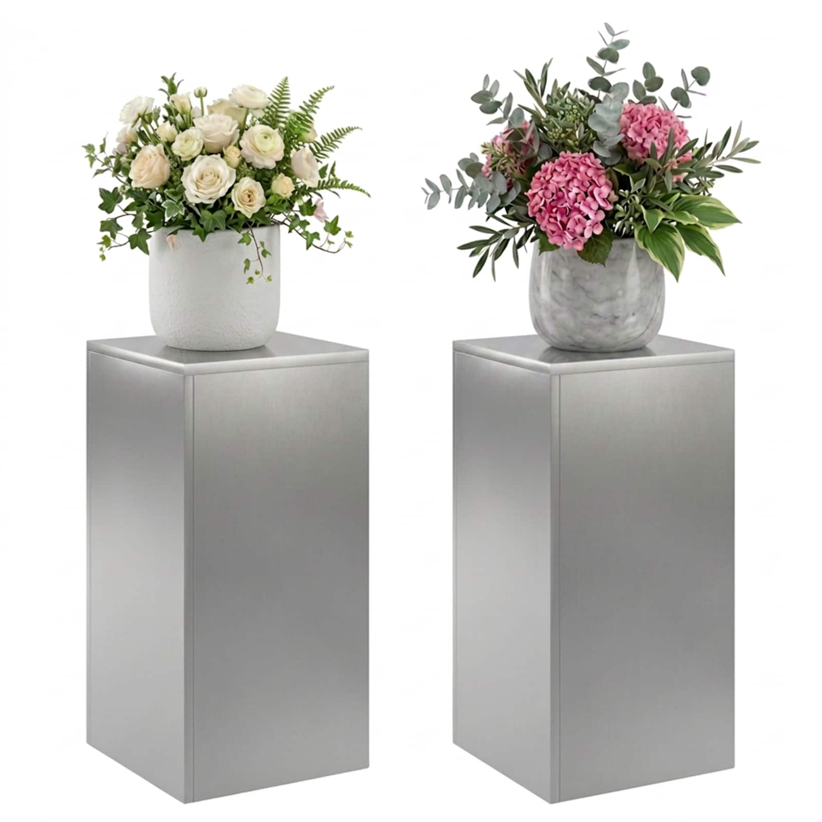 Supporto per piante 2 pcs Argento 30 x 30 x 60 cm Acciaio Inox