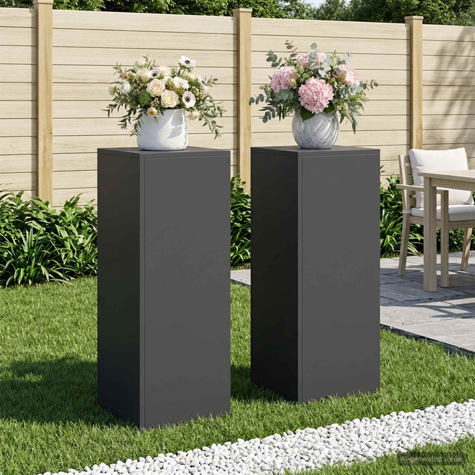 Supporto per piante 2 pcs Nero 30 x 30 x 80 cm Acciaio