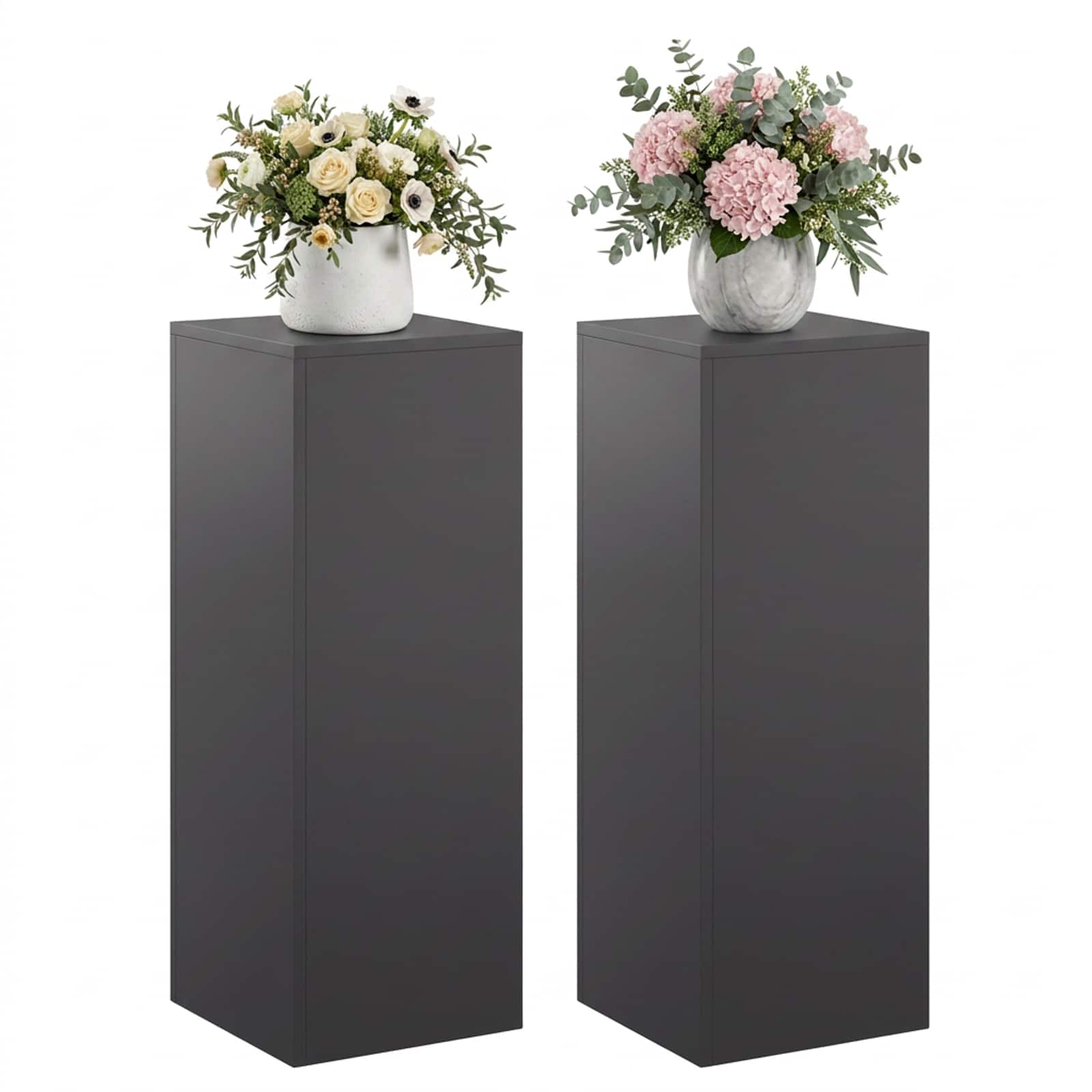 Supporto per piante 2 pcs Nero 30 x 30 x 80 cm Acciaio