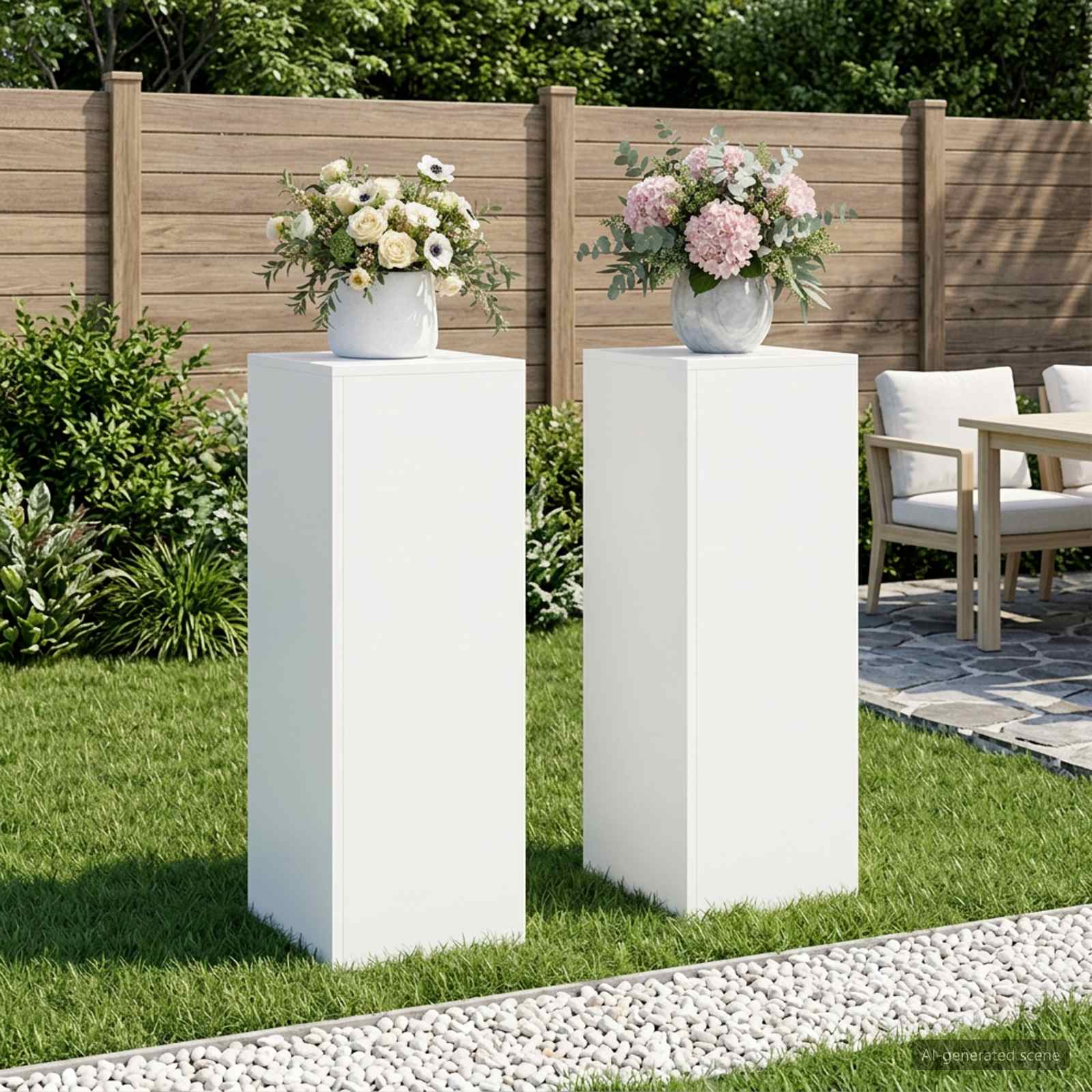 Supporto per piante 2 pcs Bianco 30 x 30 x 80 cm Acciaio