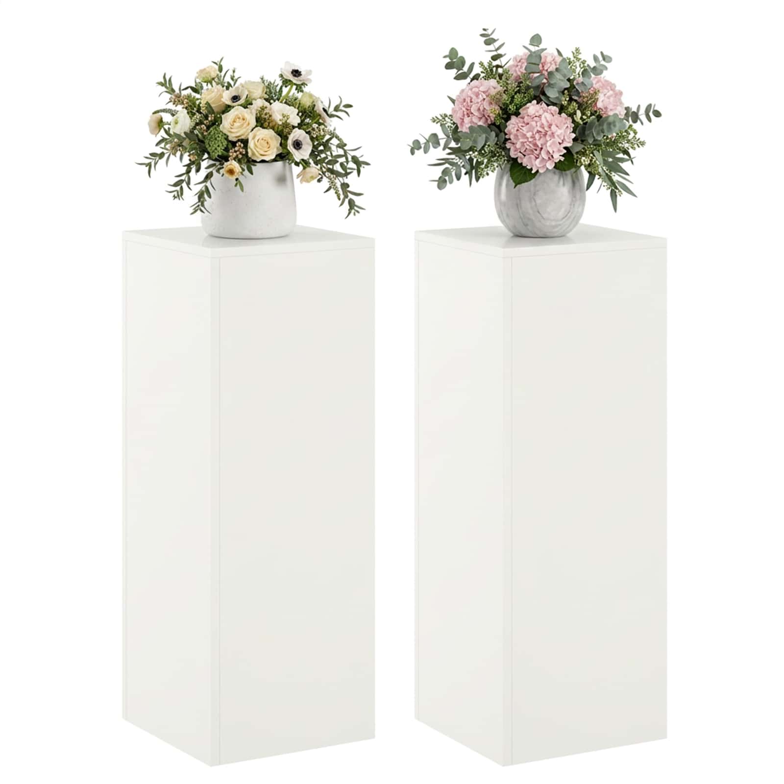 Supporto per piante 2 pcs Bianco 30 x 30 x 80 cm Acciaio