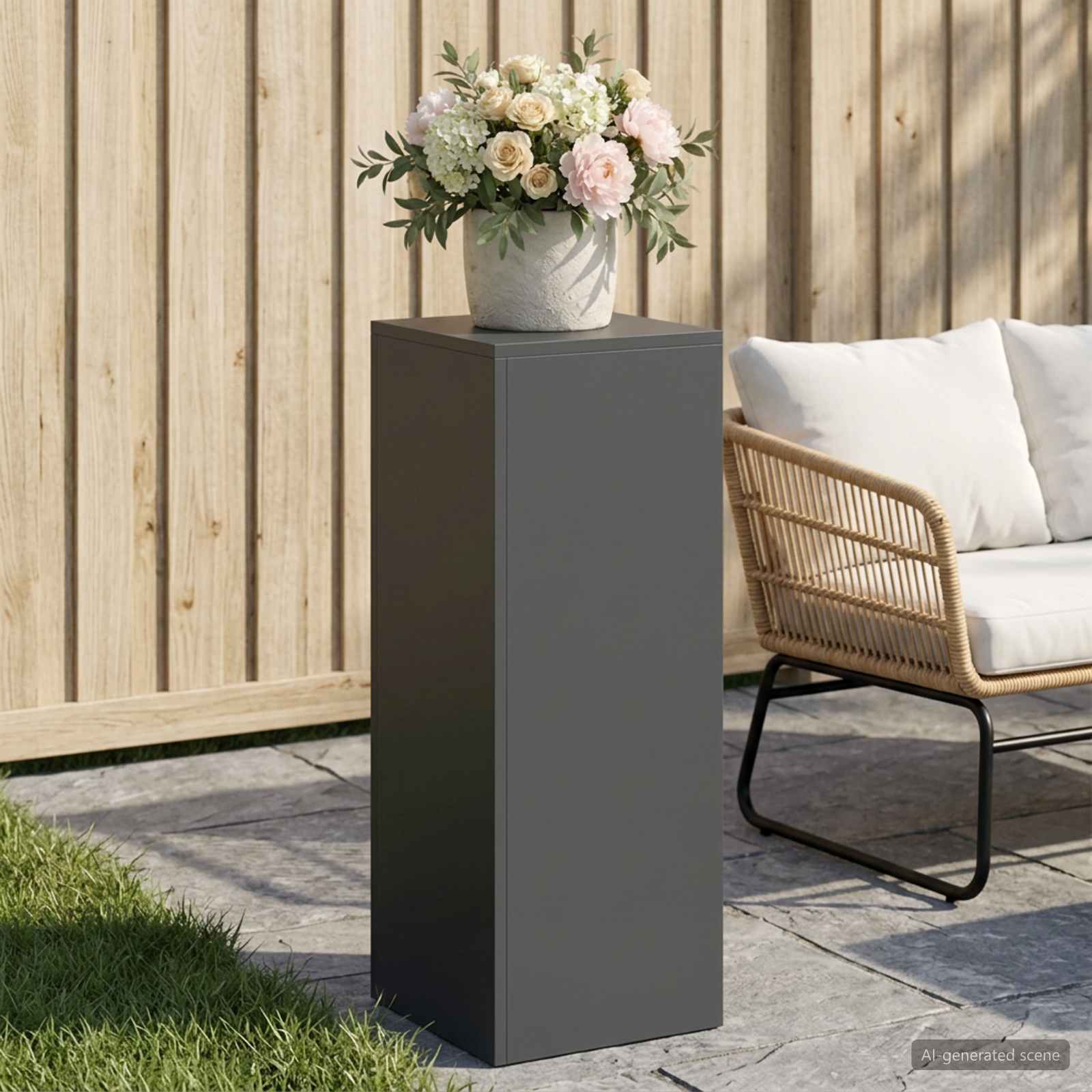 Supporto per piante Antracite 30 x 30 x 80 cm Acciaio Inox
