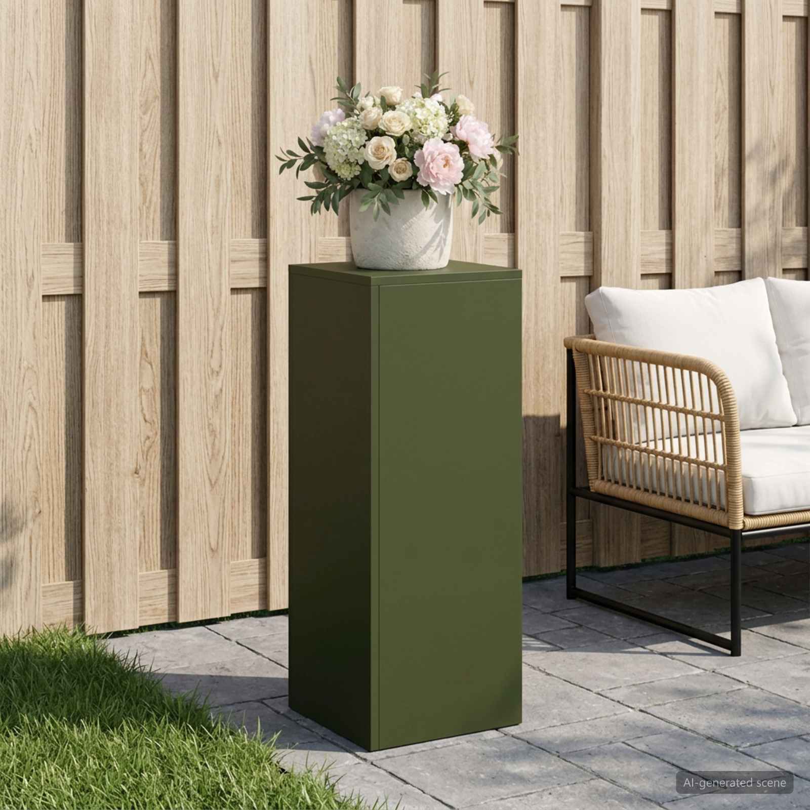 Supporto per piante Verde Oliva 30 x 30 x 80 cm Acciaio Corten