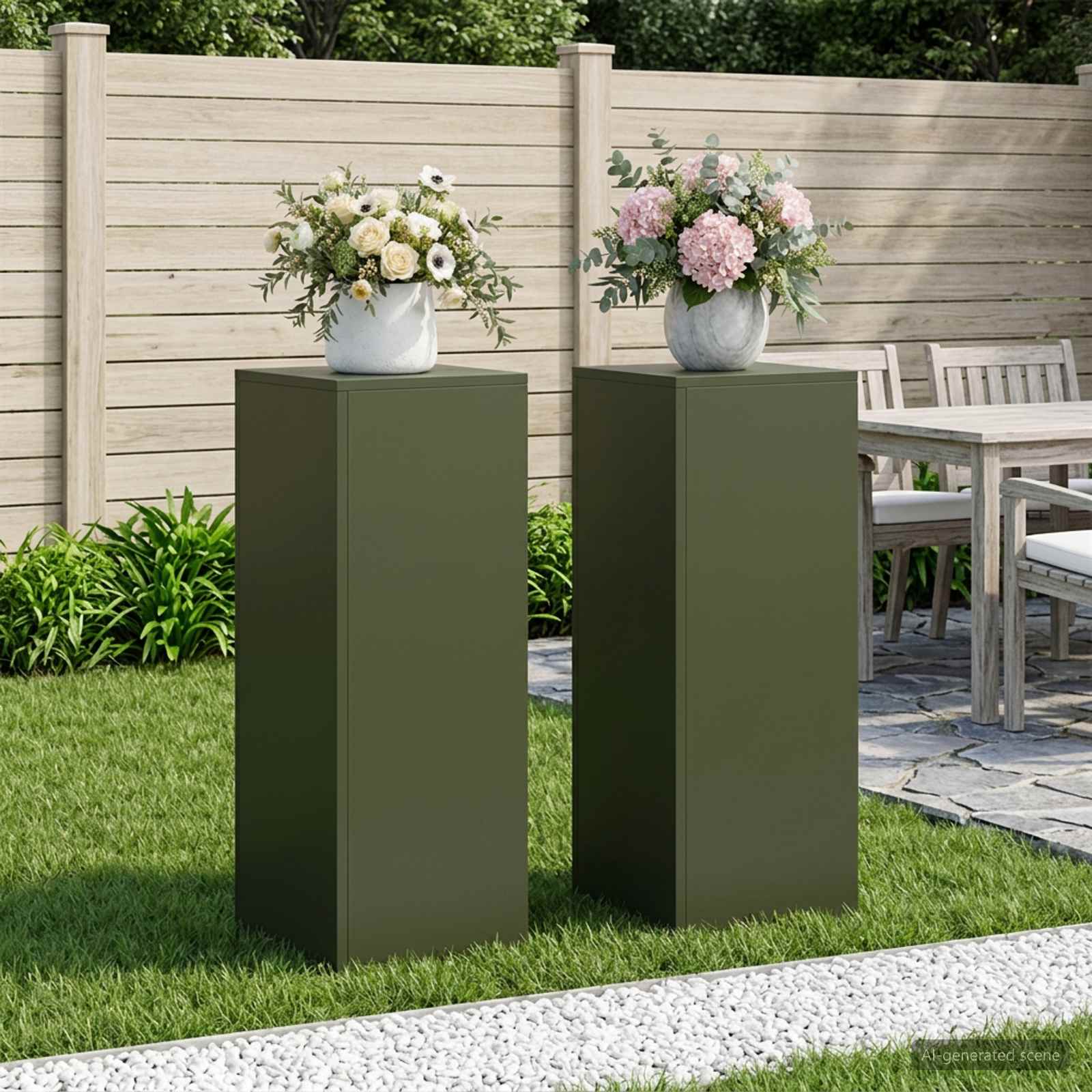Supporto per piante 2 pcs Verde Oliva 30 x 30 x 80 cm Acciaio