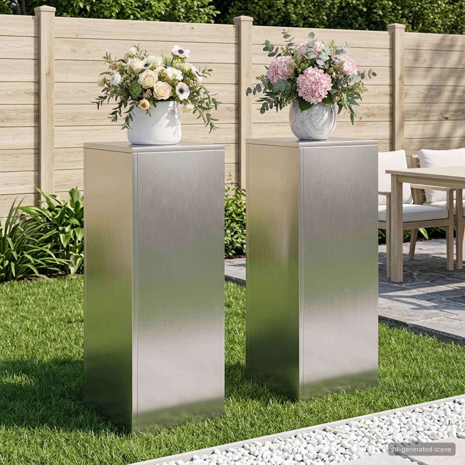 Supporto per piante 2 pcs Argento 30 x 30 x 80 cm Acciaio