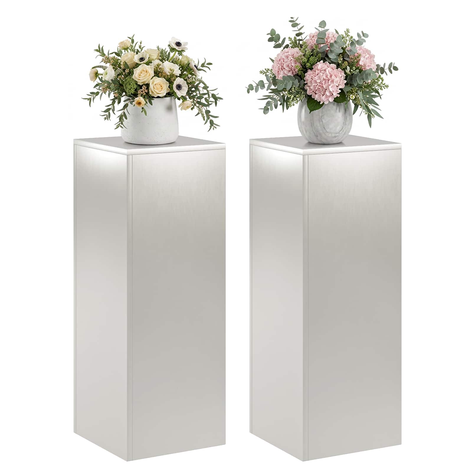 Supporto per piante 2 pcs Argento 30 x 30 x 80 cm Acciaio