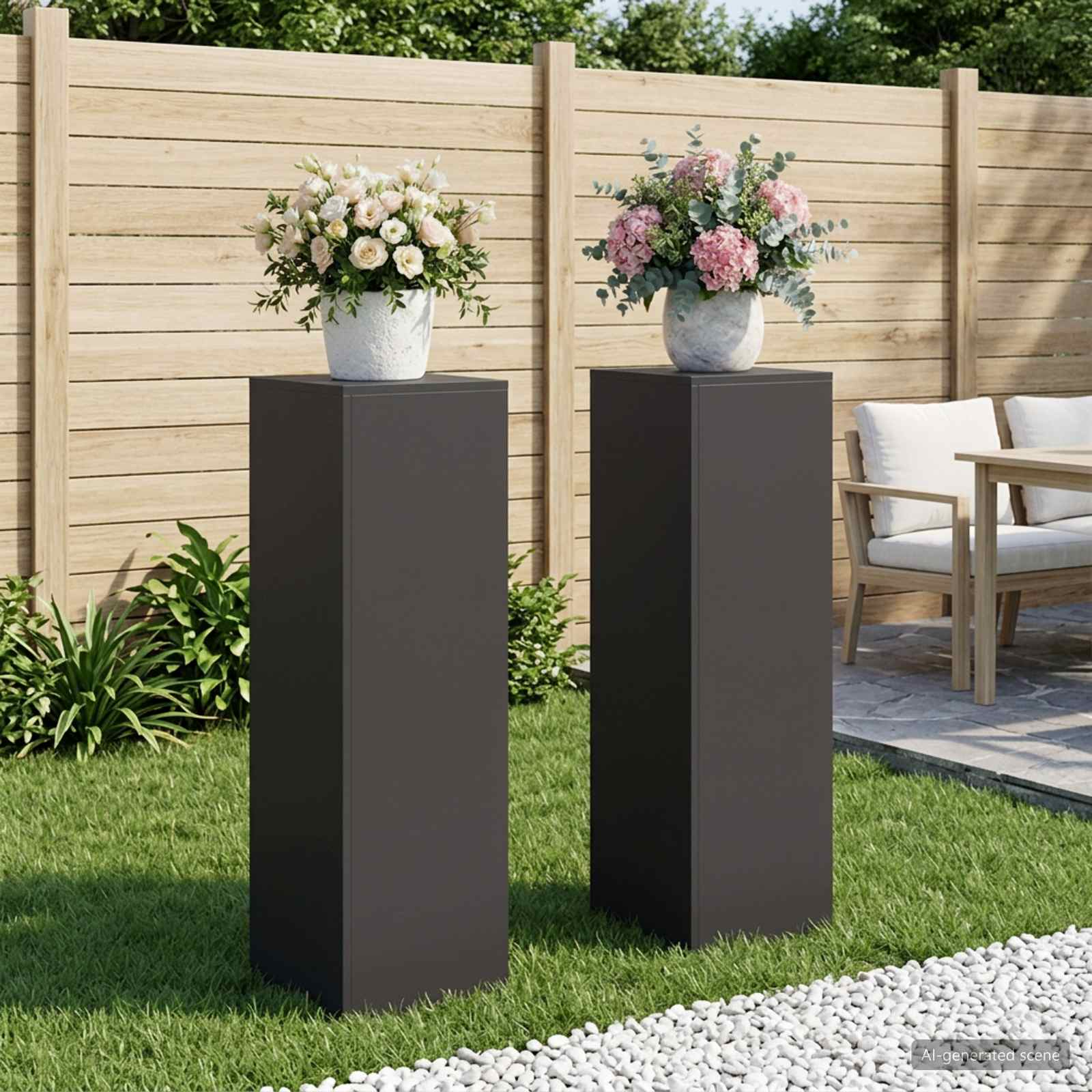 Supporto per piante 2 pcs Nero 30 x 30 x 100 cm Acciaio
