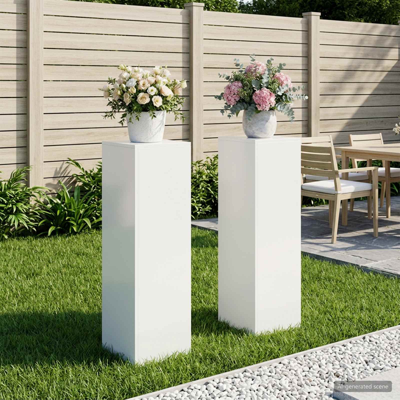 Supporto per piante 2 pcs Bianco 30 x 30 x 100 cm Acciaio
