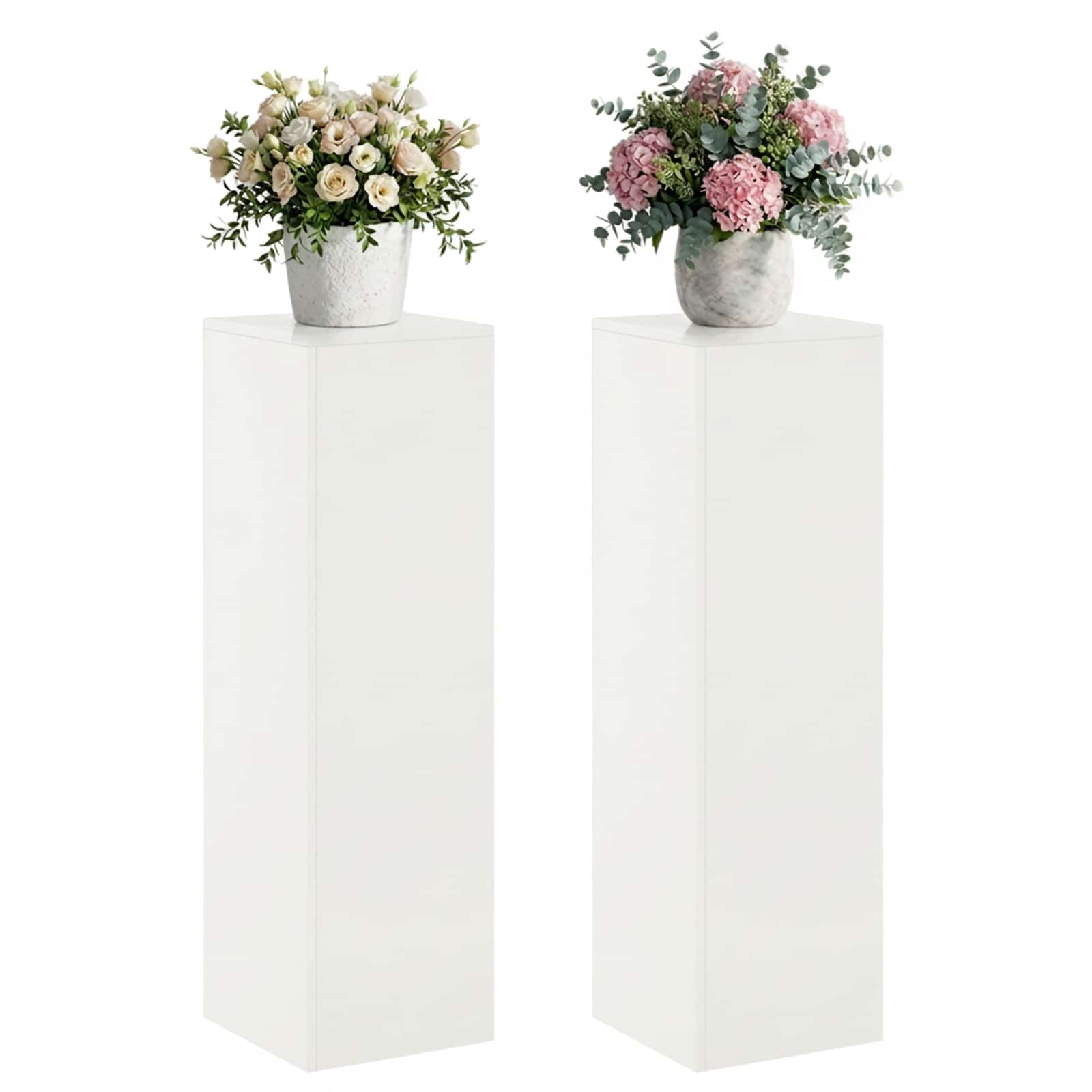 Supporto per piante 2 pcs Bianco 30 x 30 x 100 cm Acciaio