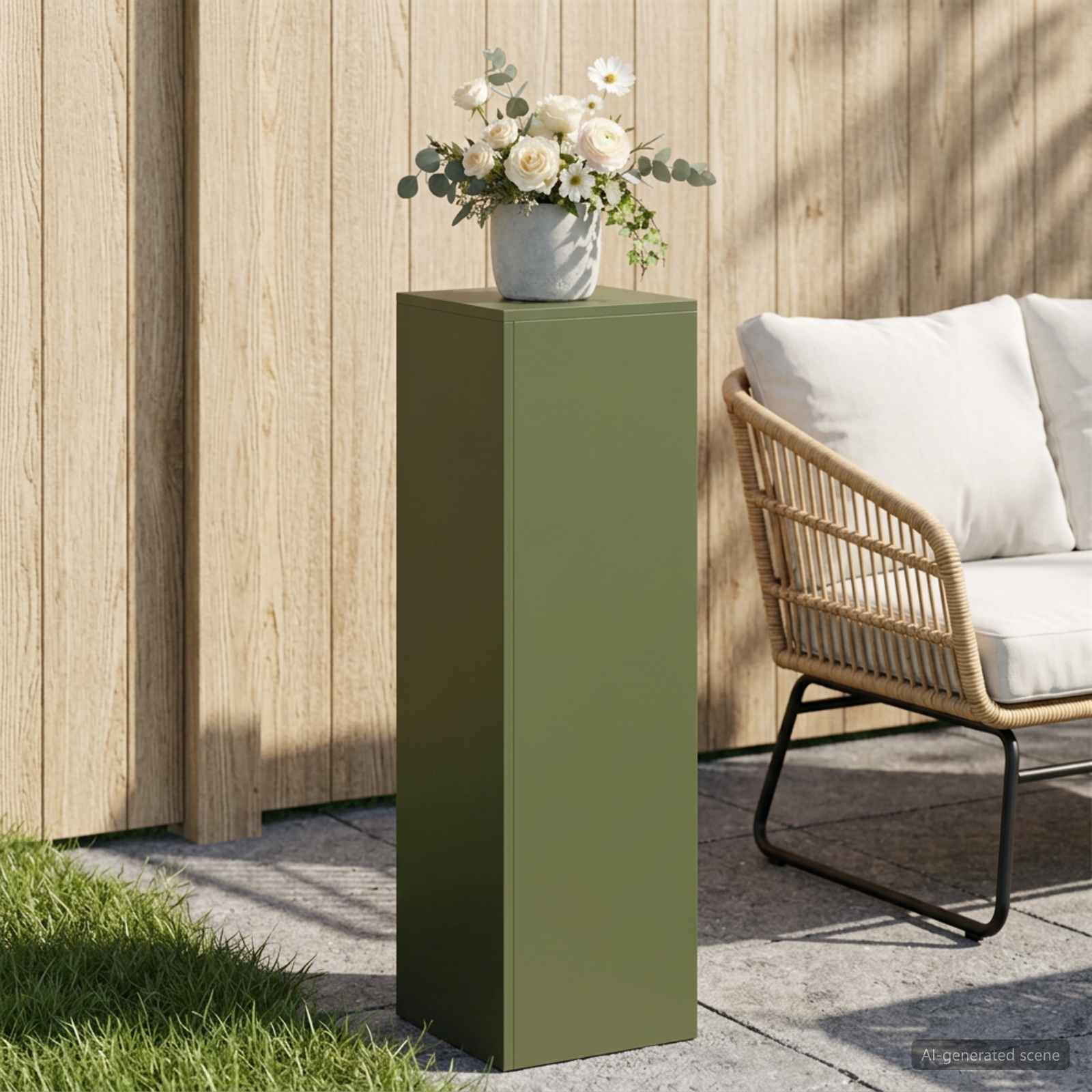 Supporto per piante Verde Oliva 30 x 30 x 100 cm Acciaio Corten