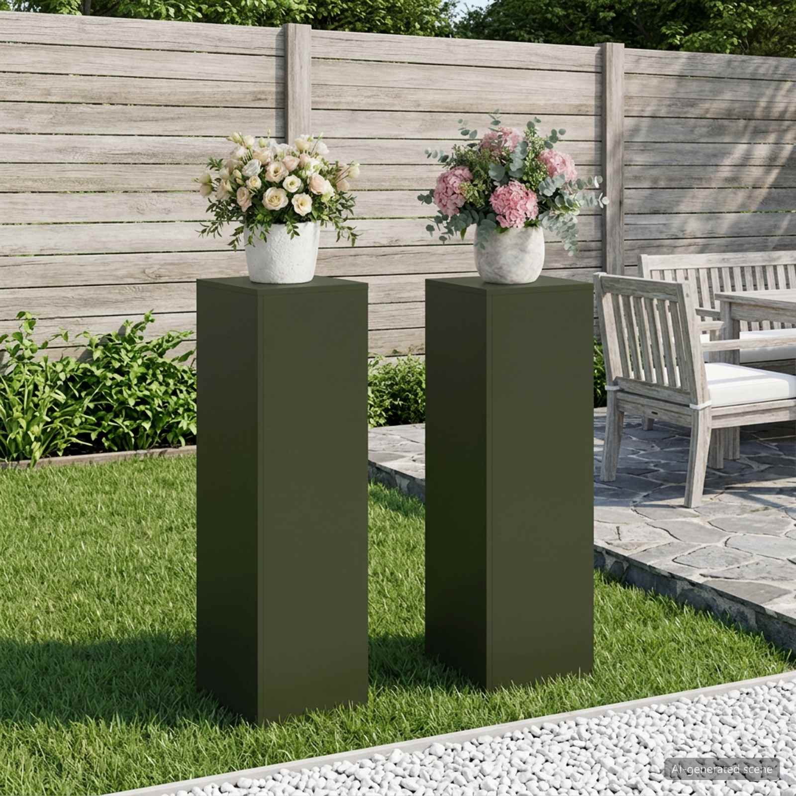 Supporto per piante 2 pcs Verde Oliva 30 x 30 x 100 cm Acciaio