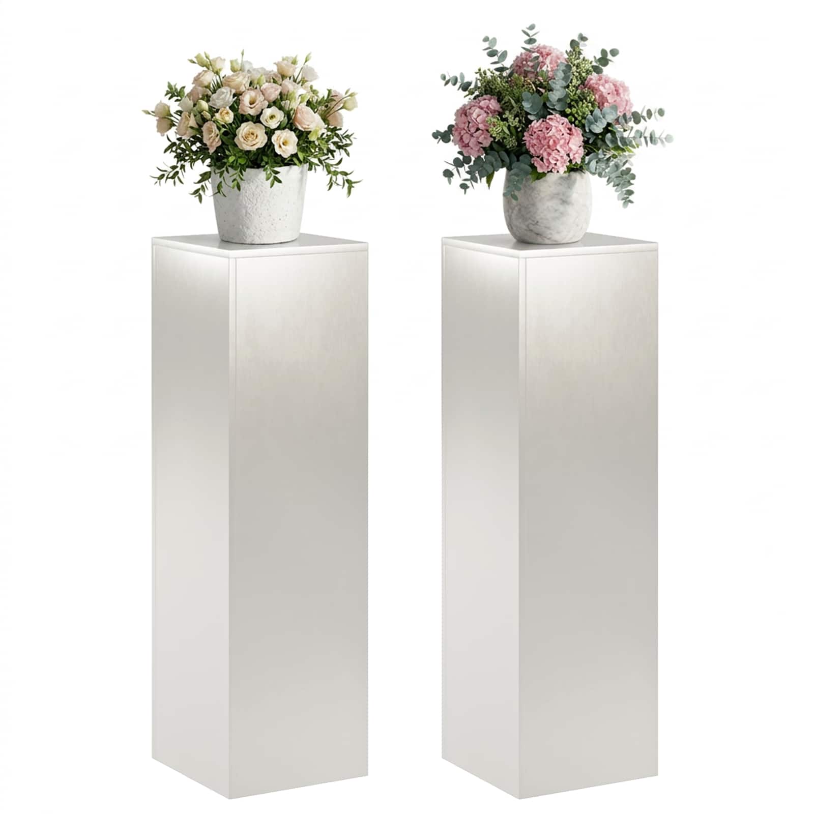 Supporto per piante 2 pcs Argento 30 x 30 x 100 cm Acciaio