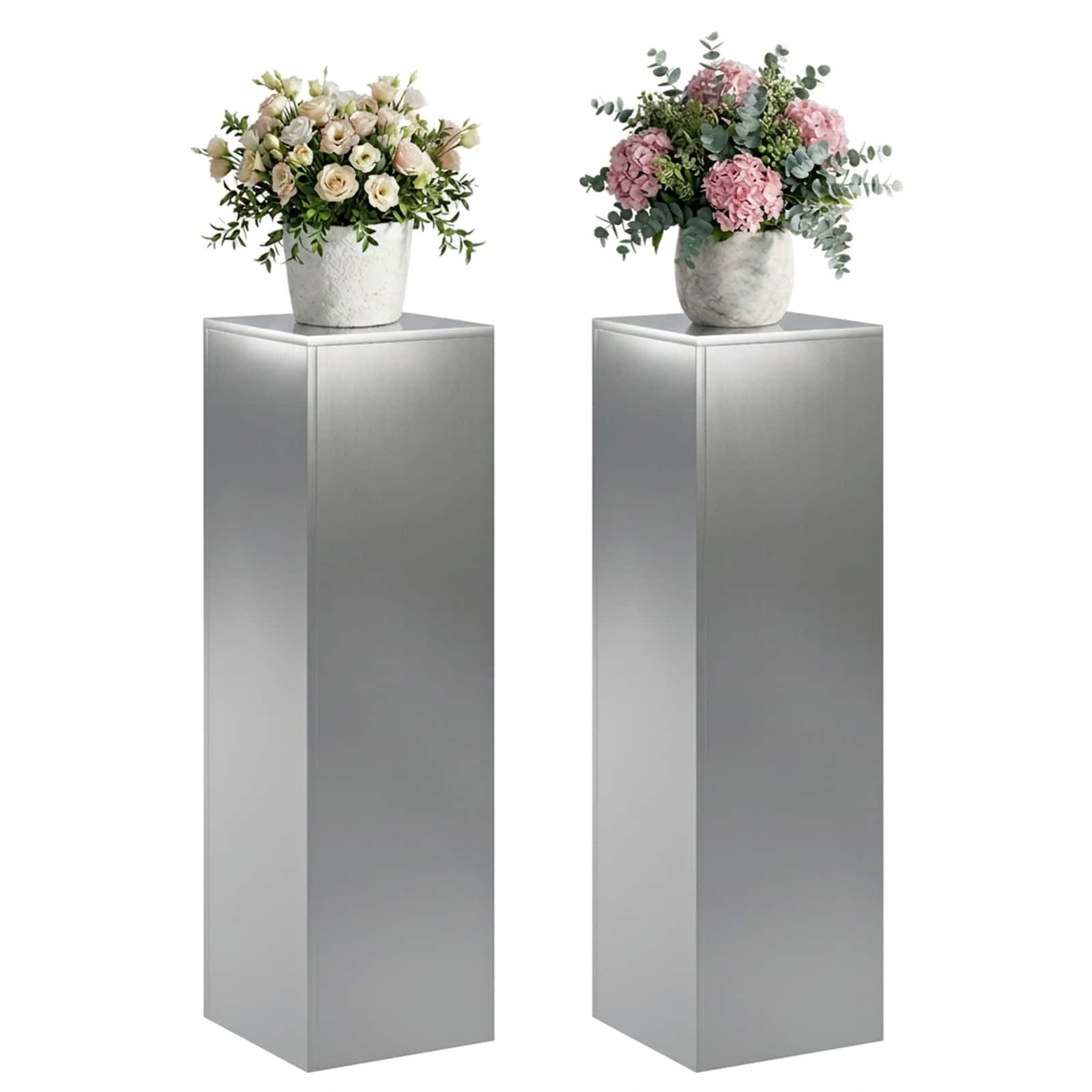 Supporto per piante 2 pcs Argento 30 x 30 x 100 cm Acciaio Inox
