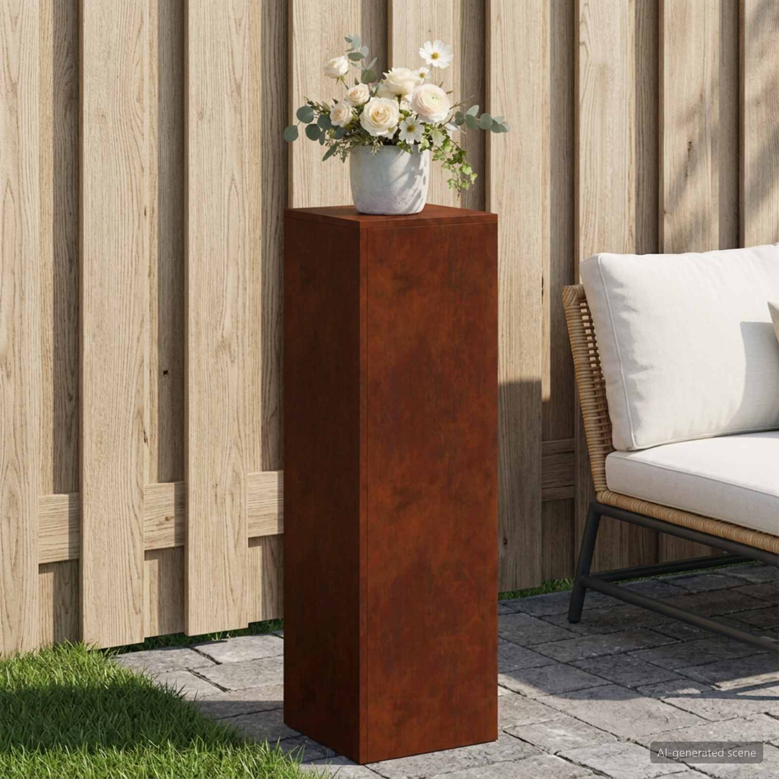 Supporto per piante Ruggine 30 x 30 x 100 cm Acciaio Corten