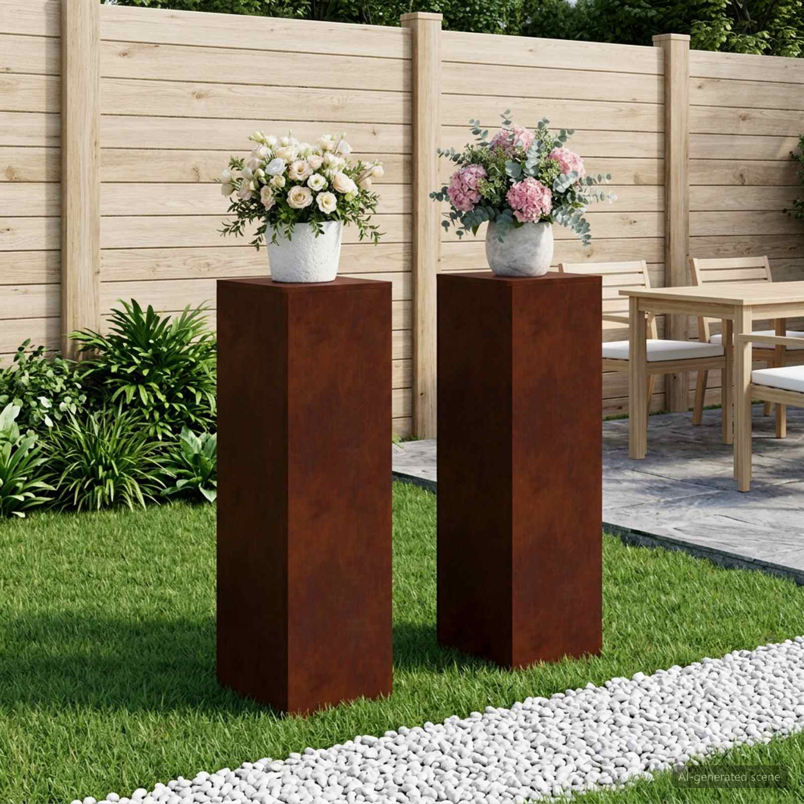 Supporto per piante 2 pcs Ruggine 30 x 30 x 100 cm